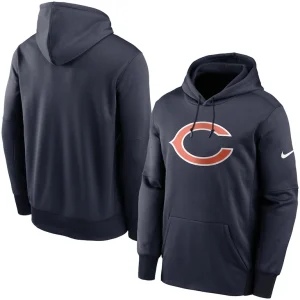 Chicago bears nike fan gear primary logo therma performance pullover hoodie Navy