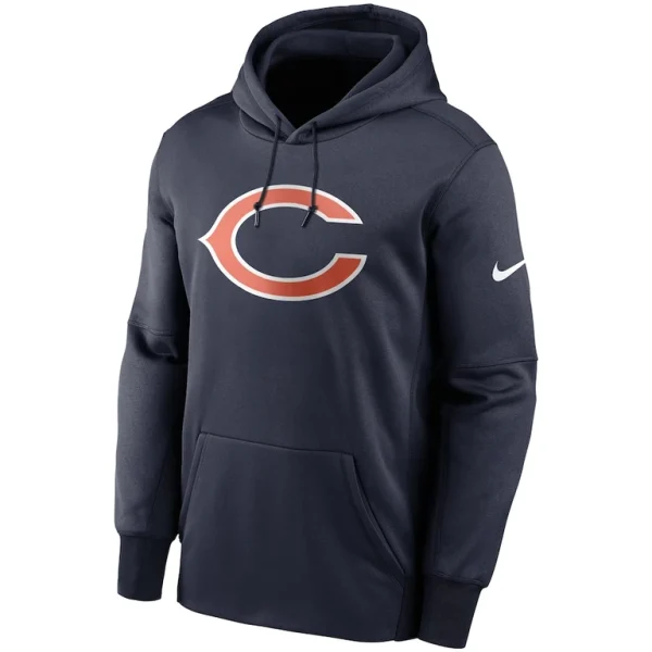 Chicago bears nike fan gear primary logo therma performance pullover hoodie Navy M