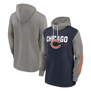 Chicago bears nike fashion color block pullover hoodie Navy