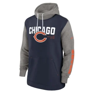Chicago bears nike fashion color block pullover hoodie Navy M