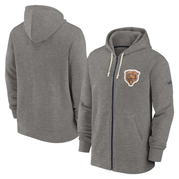 Chicago bears nike historic lifestyle full zip hoodie Heather charcoal