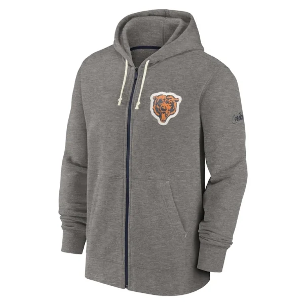 Chicago bears nike historic lifestyle full zip hoodie Heather charcoal M