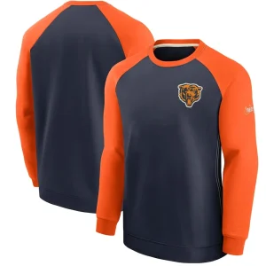 Chicago bears nike historic raglan crew performance sweater Navyorange