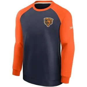 Chicago bears nike historic raglan crew performance sweater Navyorange M