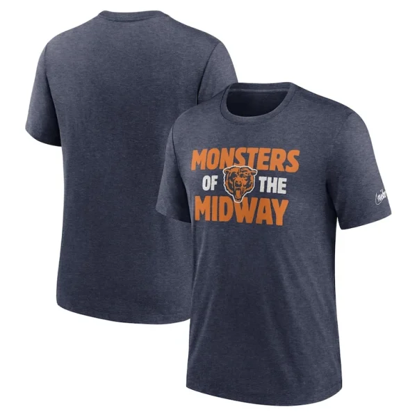 Chicago bears nike local tri blend t shirt Heathered navy