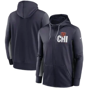 Chicago bears nike mascot performance full zip hoodie Navygray