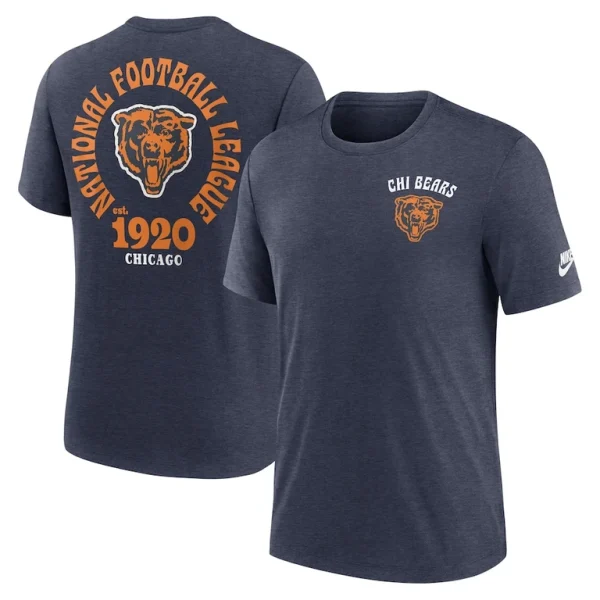 Chicago bears nike rewind 2 hit tri blend t shirt Navy