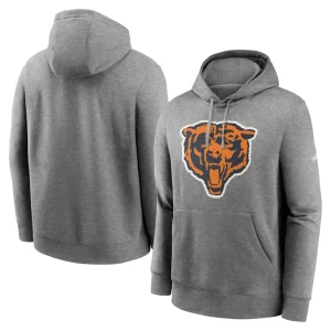 Chicago bears nike rewind club fleece pullover hoodie Heathered gray