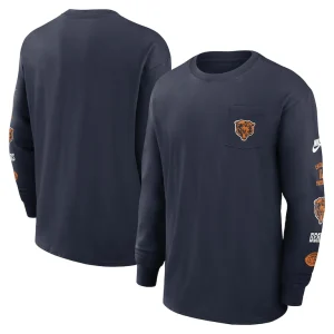 Chicago bears nike rewind heavy max 90 pocket long sleeve t shirt Navy