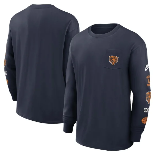 Chicago bears nike rewind heavy max 90 pocket long sleeve t shirt Navy