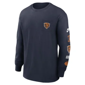Chicago bears nike rewind heavy max 90 pocket long sleeve t shirt Navy M
