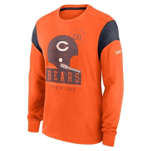 Chicago bears nike rewind playback helmet long sleeve t shirt Heather orange M