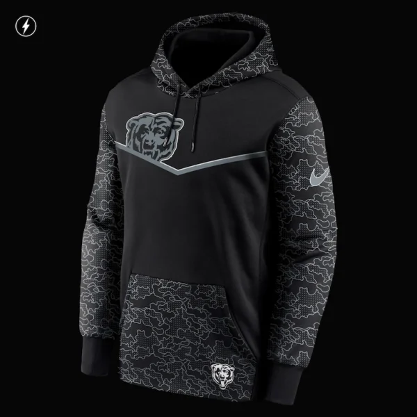 Chicago bears nike rflctv chevron pullover hoodie Black XL