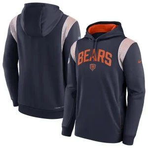 Chicago bears nike sideline athletic stack performance pullover hoodie Navy