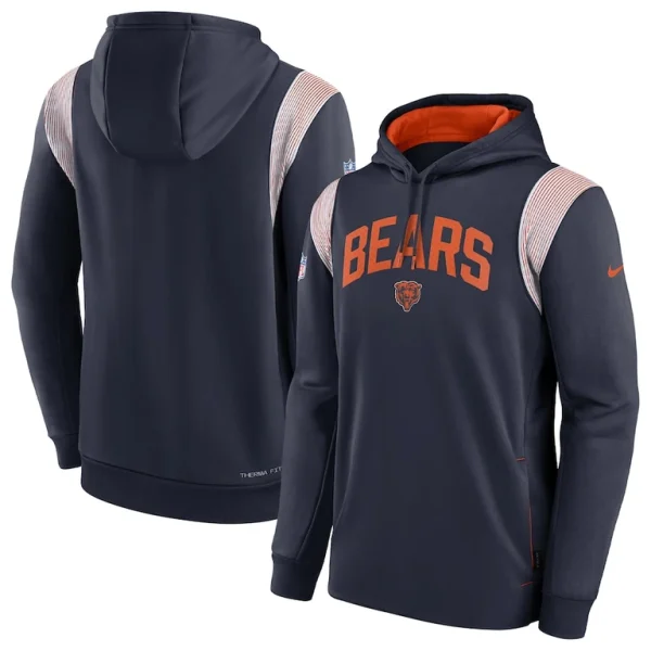 Chicago bears nike sideline athletic stack performance pullover hoodie Navy