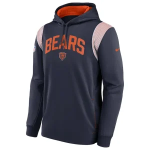 Chicago bears nike sideline athletic stack performance pullover hoodie Navy M