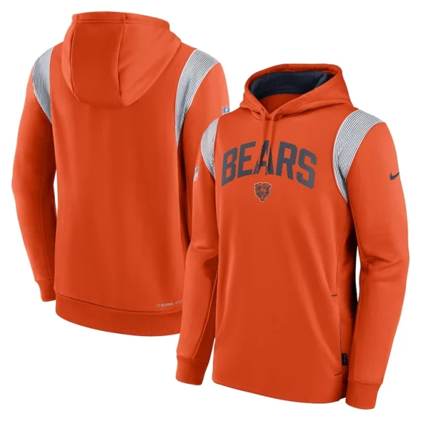 Chicago bears nike sideline athletic stack performance pullover hoodie Orange