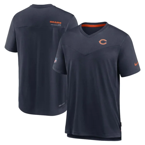 Chicago bears nike sideline coach chevron lock up logo v neck performance t shirt Navy