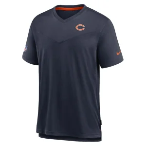 Chicago bears nike sideline coach chevron lock up logo v neck performance t shirt Navy S