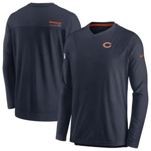 Chicago bears nike sideline coach chevron lock up long sleeve v neck performance t shirt Navy
