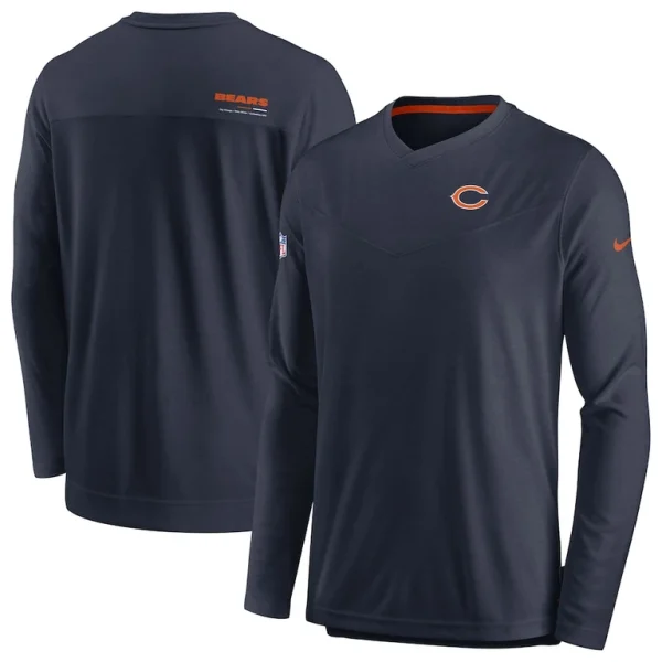 Chicago bears nike sideline coach chevron lock up long sleeve v neck performance t shirt Navy