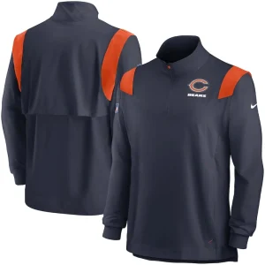 Chicago bears nike sideline coach chevron lockup quarter zip long sleeve top Navy