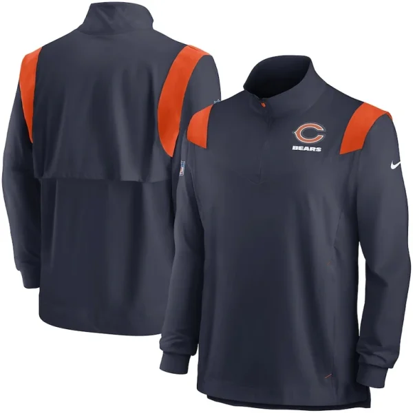 Chicago bears nike sideline coach chevron lockup quarter zip long sleeve top Navy