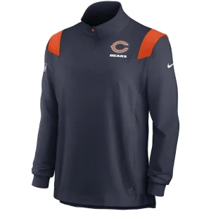 Chicago bears nike sideline coach chevron lockup quarter zip long sleeve top Navy M