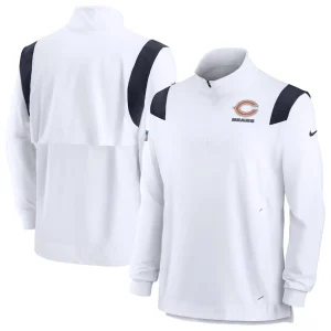 Chicago bears nike sideline coach chevron lockup quarter zip long sleeve top White