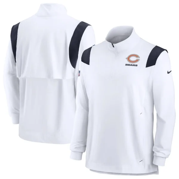 Chicago bears nike sideline coach chevron lockup quarter zip long sleeve top White