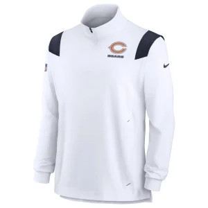 Chicago bears nike sideline coach chevron lockup quarter zip long sleeve top White M