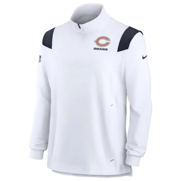 Chicago bears nike sideline coach chevron lockup quarter zip long sleeve top White M