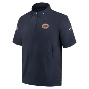 Chicago bears nike sideline coach short sleeve hoodie quarter zip jacket Navy M