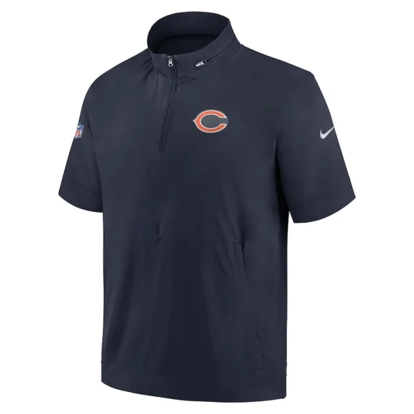Chicago bears nike sideline coach short sleeve hoodie quarter zip jacket Navy M