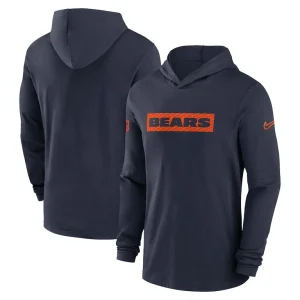 Chicago bears nike sideline hoodie performance long sleeve t shirt Navy