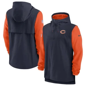 Chicago bears nike sideline player quarter zip hoodie Navyorange