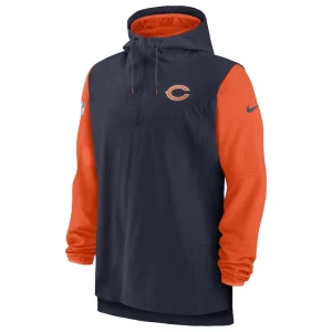 Chicago bears nike sideline player quarter zip hoodie Navyorange M