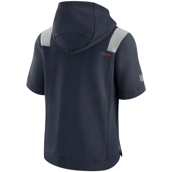Chicago bears nike sideline showout short sleeve full zip hoodie Navy L