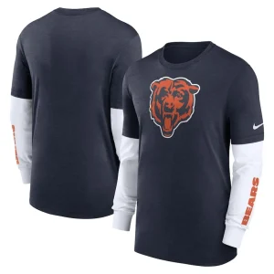 Chicago bears nike slub fashion long sleeve t shirt Heather navy
