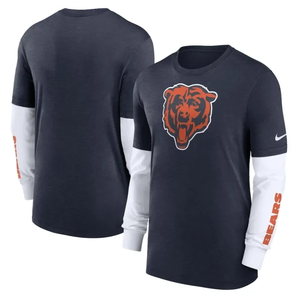 Chicago bears nike slub fashion long sleeve t shirt Heather navy