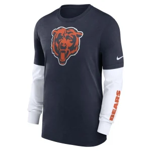 Chicago bears nike slub fashion long sleeve t shirt Heather navy M