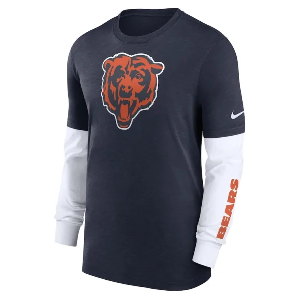Chicago bears nike slub fashion long sleeve t shirt Heather navy M