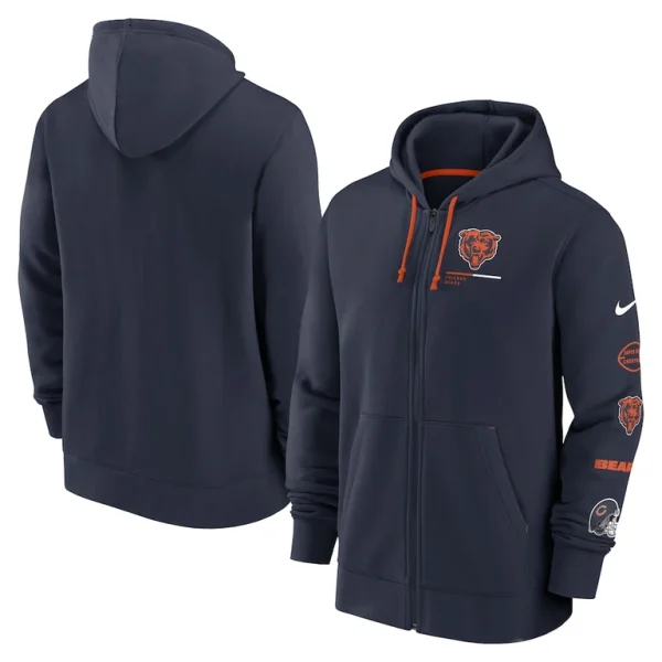 Chicago bears nike surrey full zip hoodie Navy
