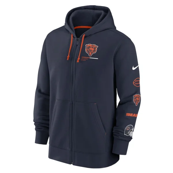 Chicago bears nike surrey full zip hoodie Navy M