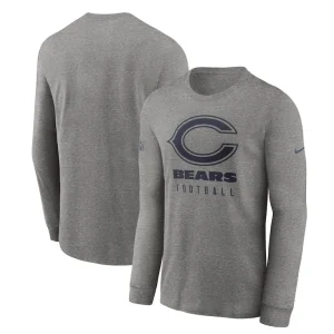 Chicago bears nike team issue long sleeve performance t shirt Heather gray