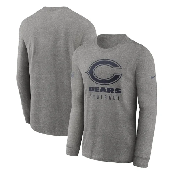 Chicago bears nike team issue long sleeve performance t shirt Heather gray