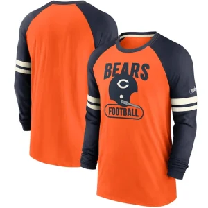 Chicago bears nike throwback raglan long sleeve t shirt Orangenavy