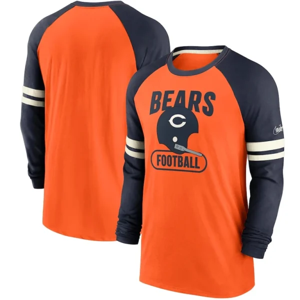 Chicago bears nike throwback raglan long sleeve t shirt Orangenavy