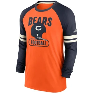 Chicago bears nike throwback raglan long sleeve t shirt Orangenavy M