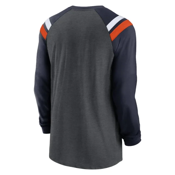 Chicago bears nike tri blend raglan athletic long sleeve fashion t shirt Heathered charcoalnavy L